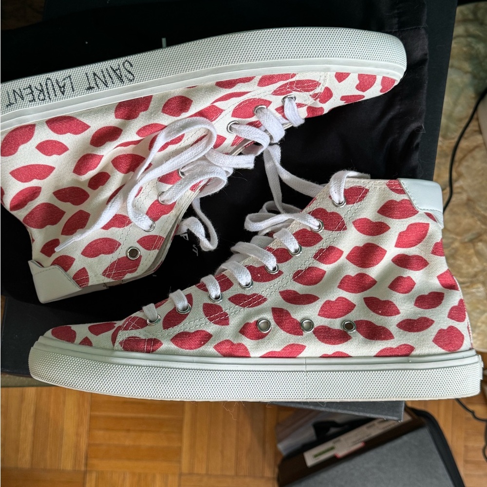 Saint Laurent MALIBU LIPS Printed HIGH-TOP Women's Sneakers EU 41 US 10 - Picture 16 of 16